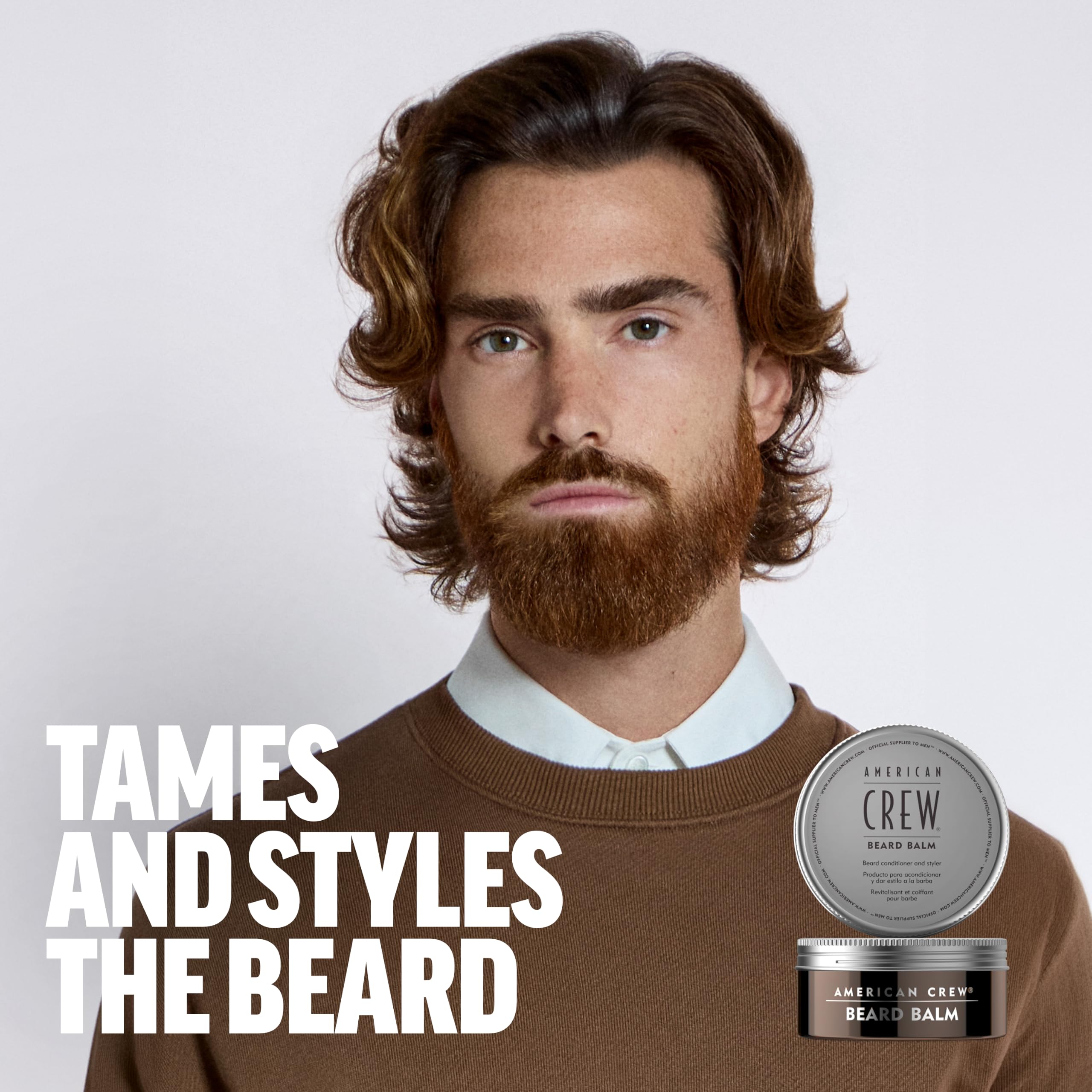 American Crew beard balm texture close-up illustrating creamy conditioning feel