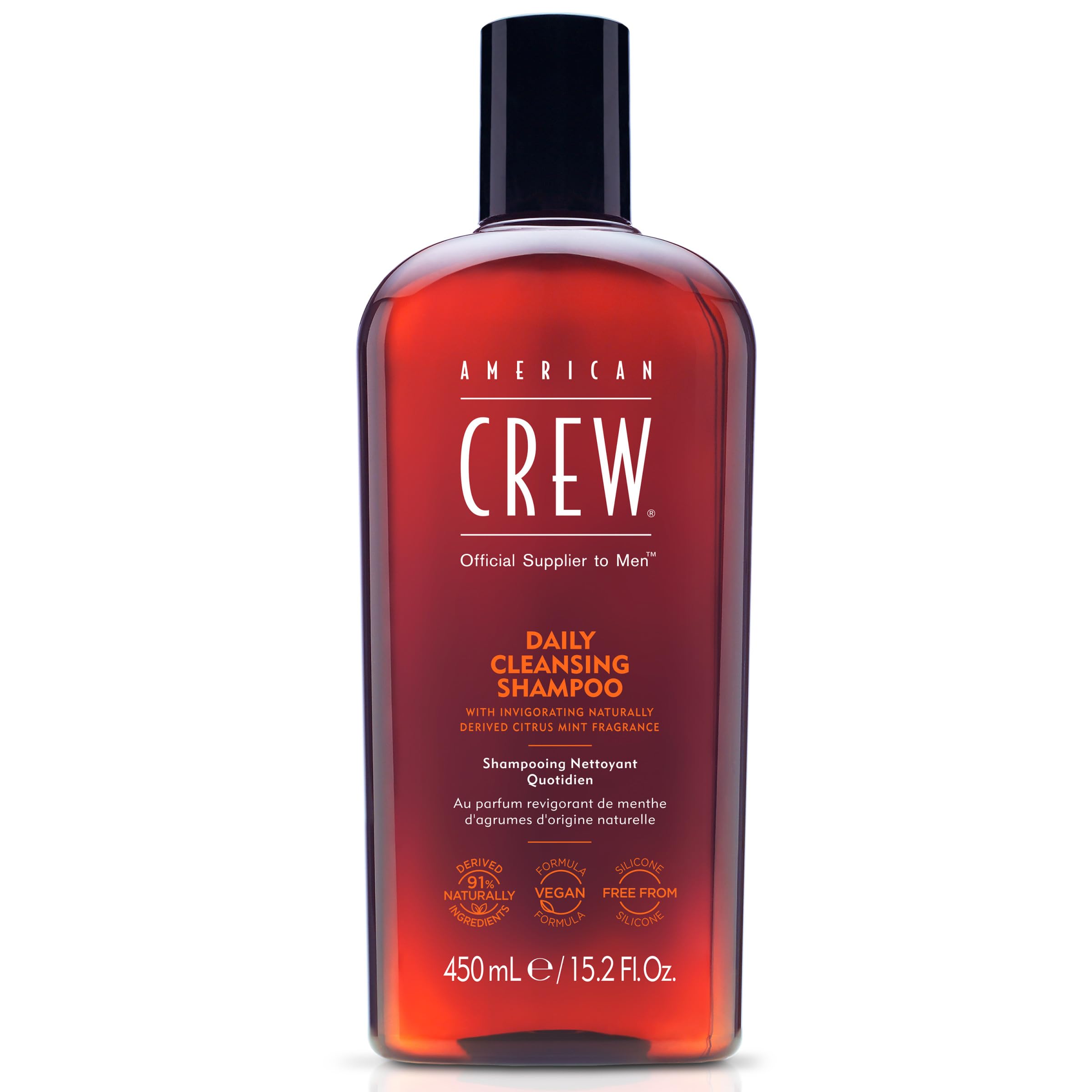 American Crew front label showing product identity and scent benefit