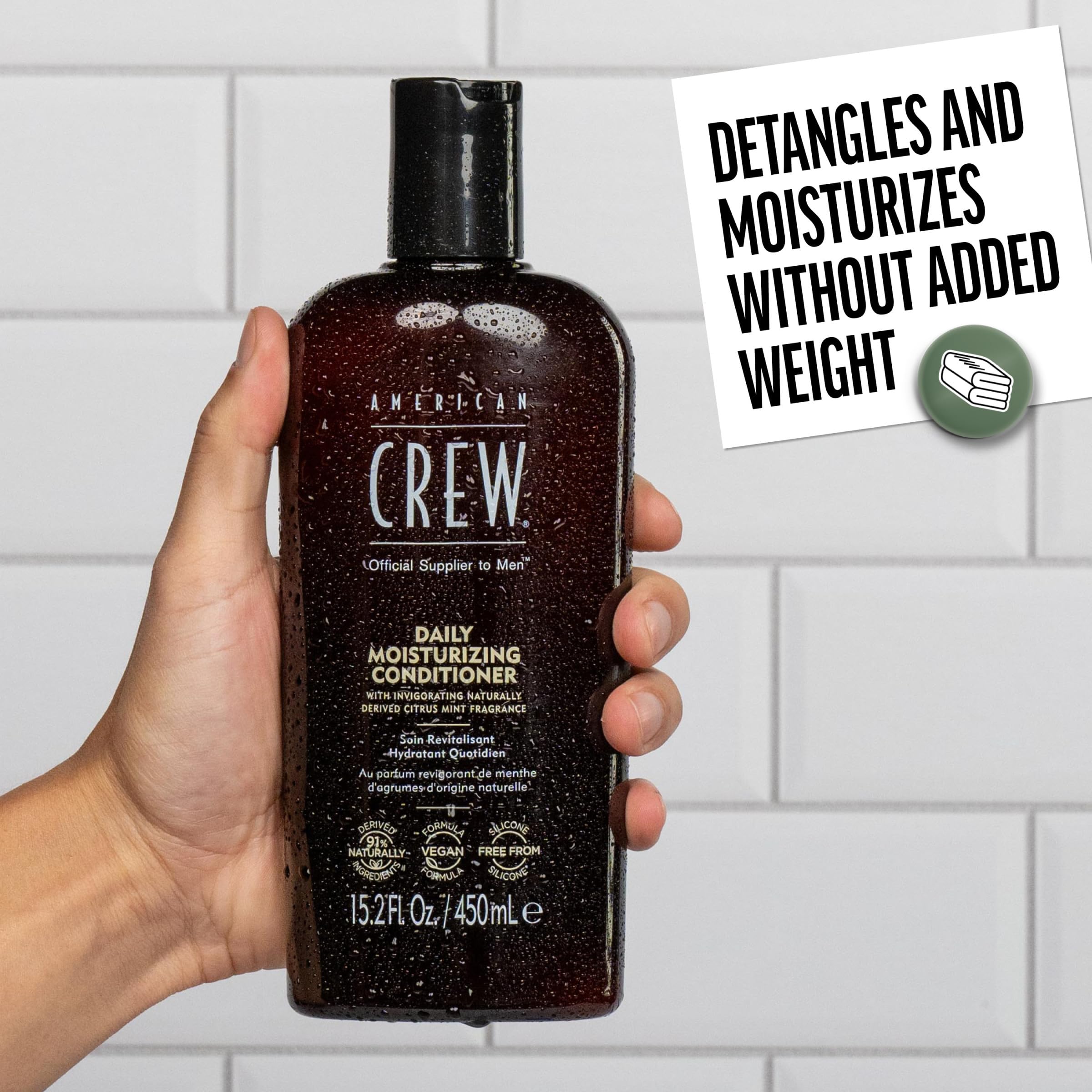 American Crew conditioner cream texture close-up showing smooth hydration benefits