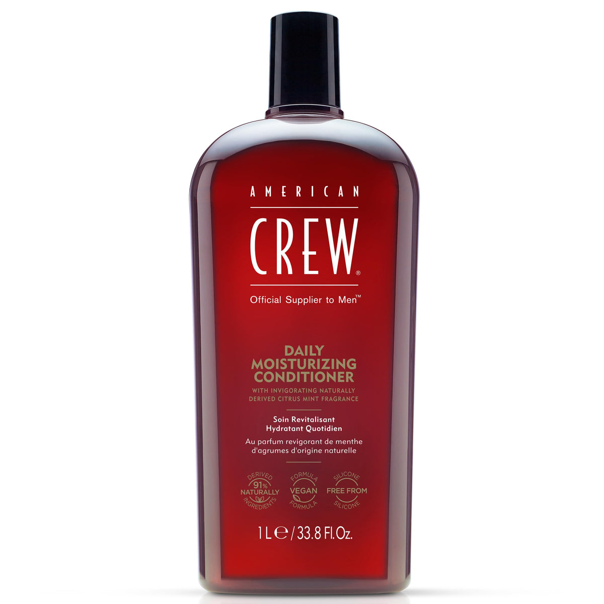 American Crew front packaging showing bottle and citrus mint scent for reliable hydration