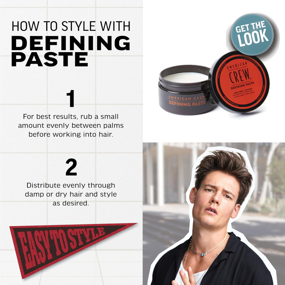 American Crew defining paste next to a coin for 3 oz size comparison convenience