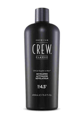American Crew 15 volume developer bottle front view for consistent gray blending