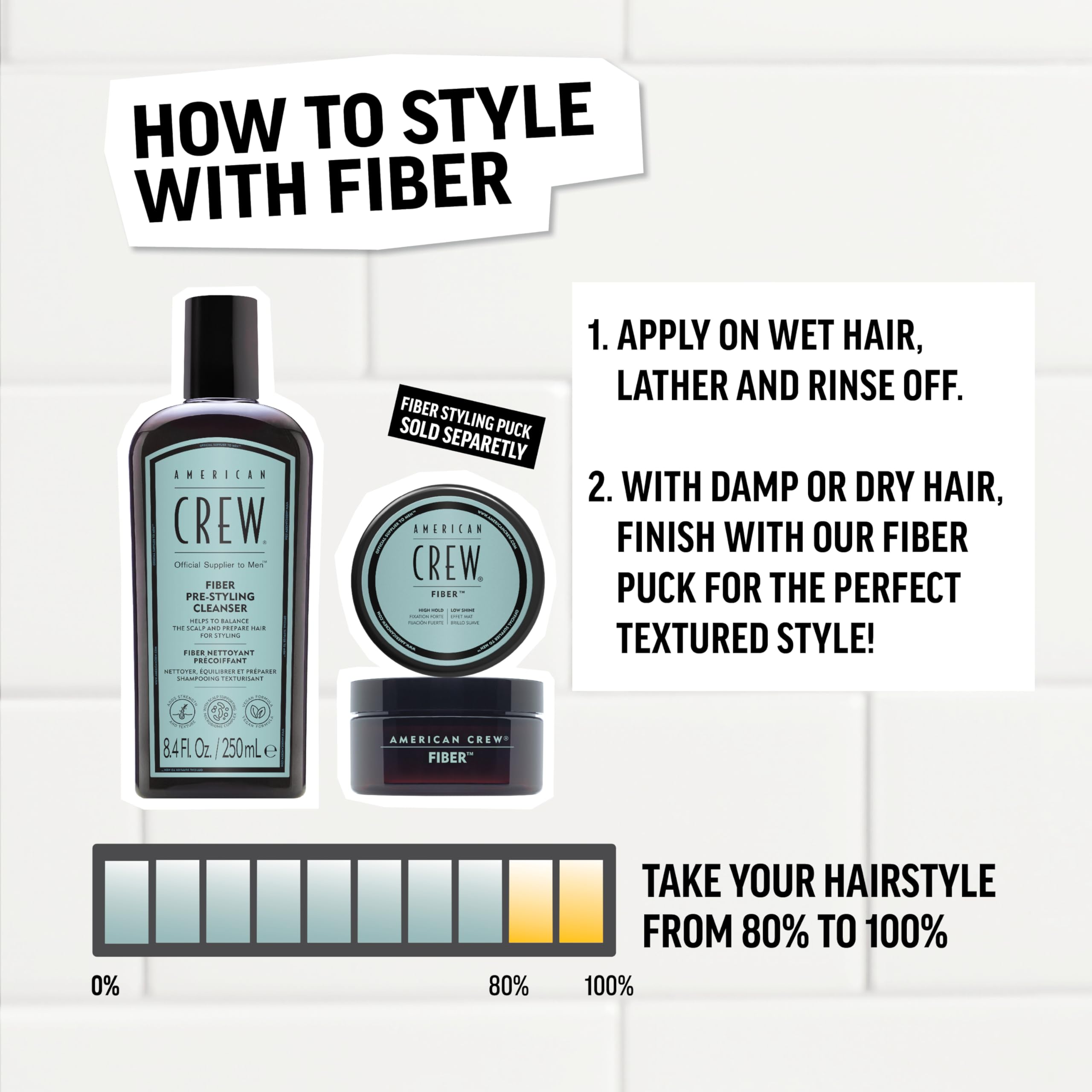 American Crew paired with Fiber Styling Puck for pre-styling routine
