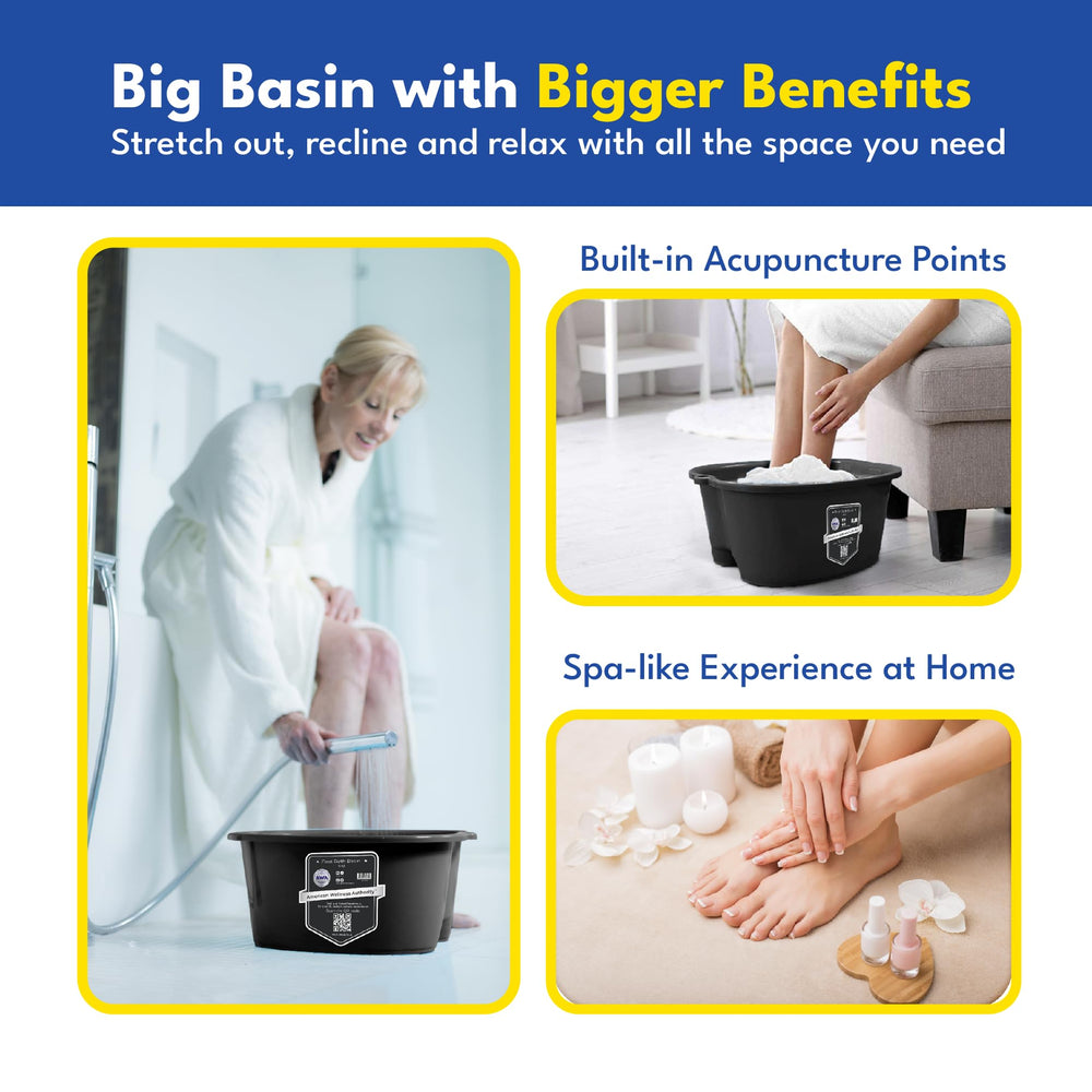 American Wellness Authority basin in use with feet immersed demonstrating comfortable soak