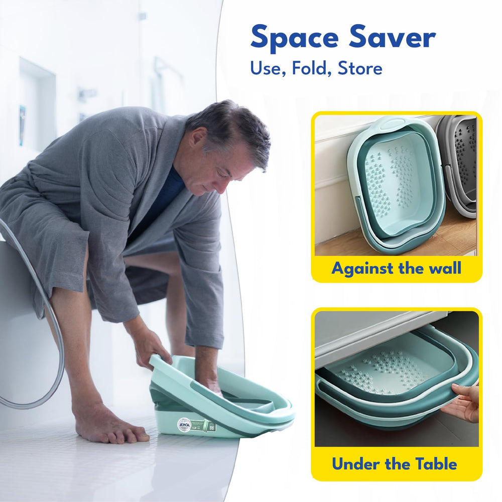 American Wellness Authority foot tub in a bathroom lifestyle scene promoting convenient at-home relaxation