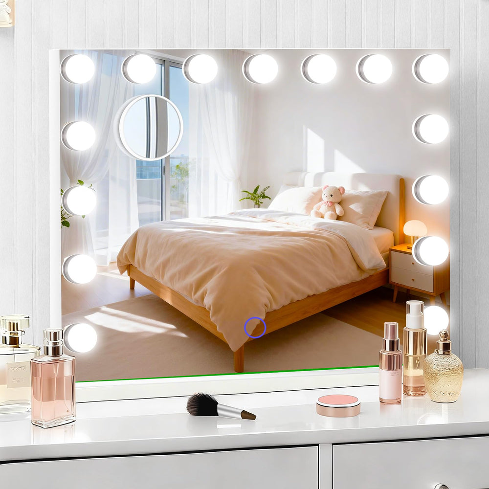 Amifiy vanity mirror front view with bright bulbs for clear makeup