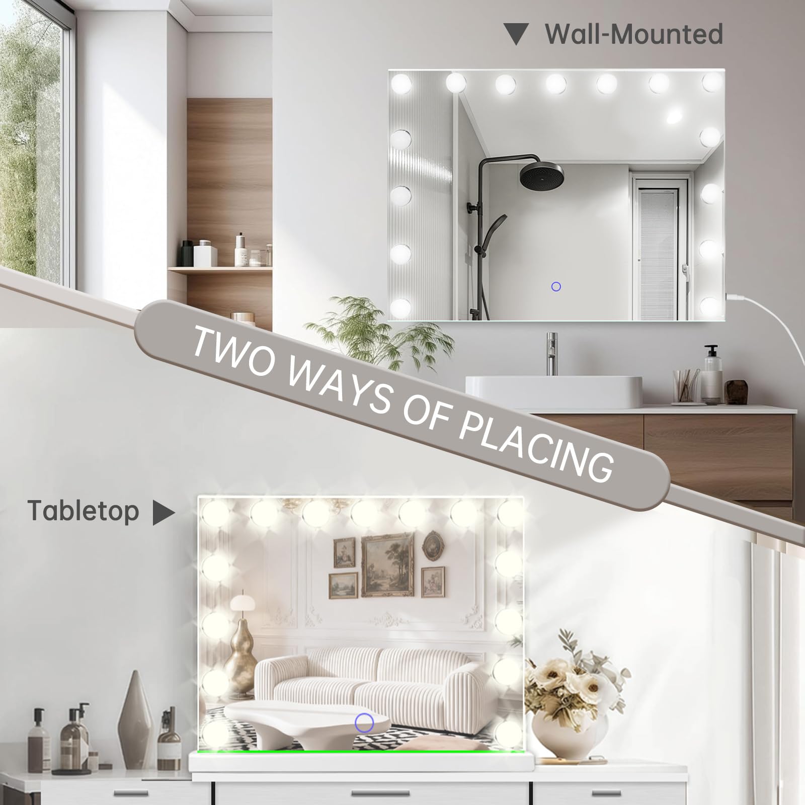 Amifiy vanity mirror mounted on wall saving space and offering stable view
