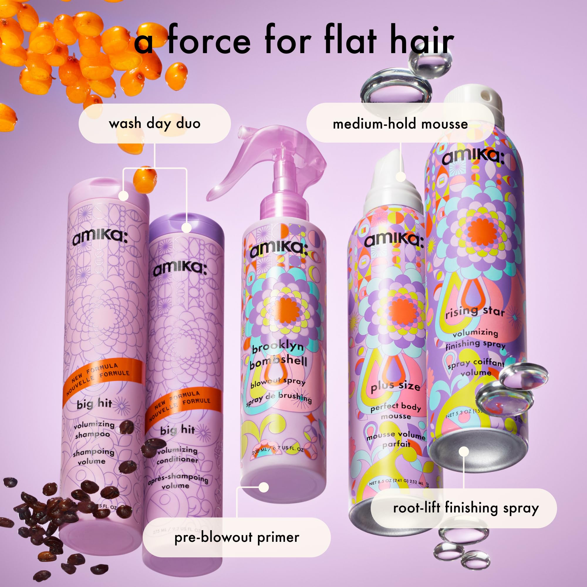 amika conditioner paired with big hit shampoo showing system for boosted volume