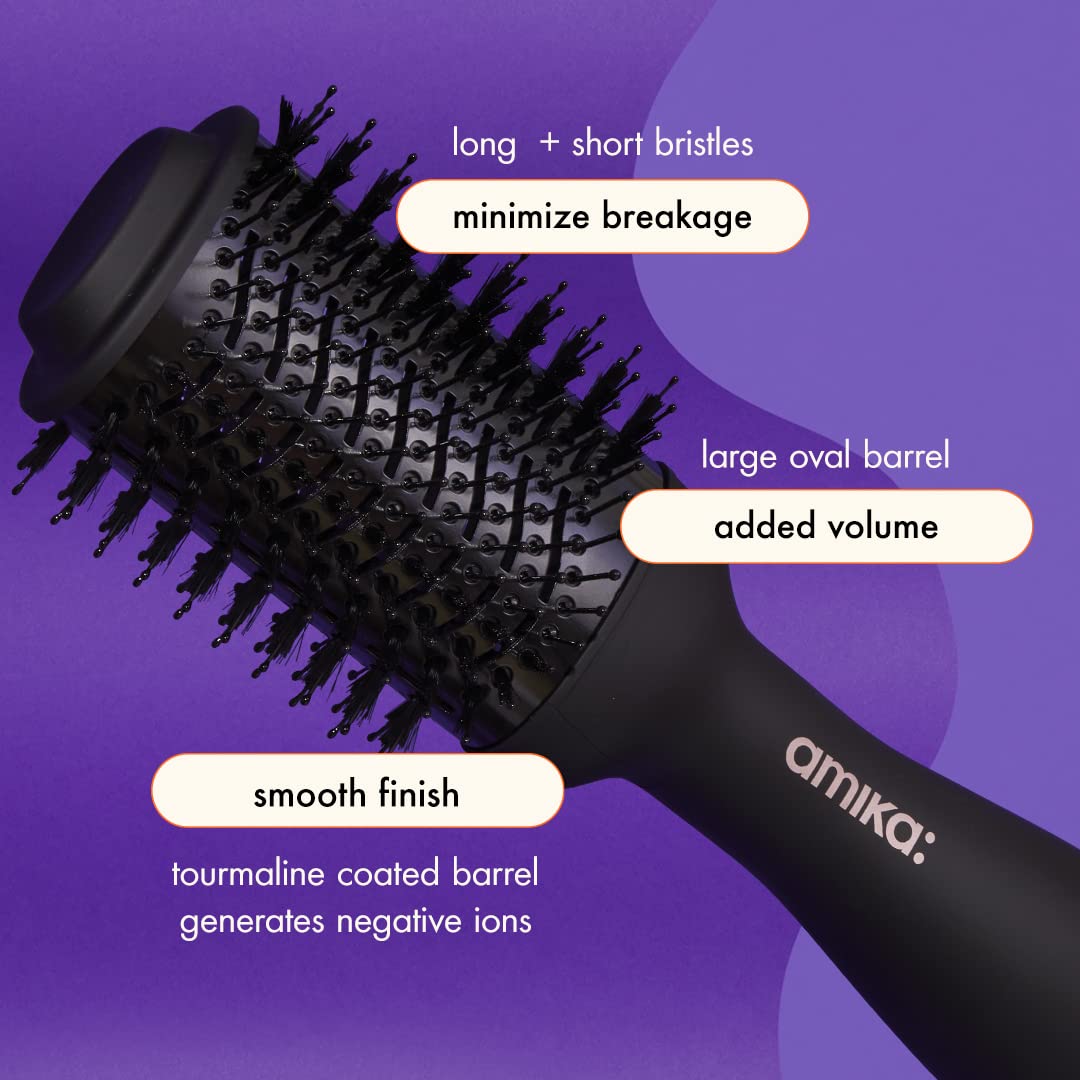 amika barrel close-up highlighting bristles and vents for even airflow