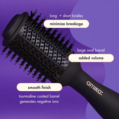amika barrel close-up highlighting bristles and vents for even airflow