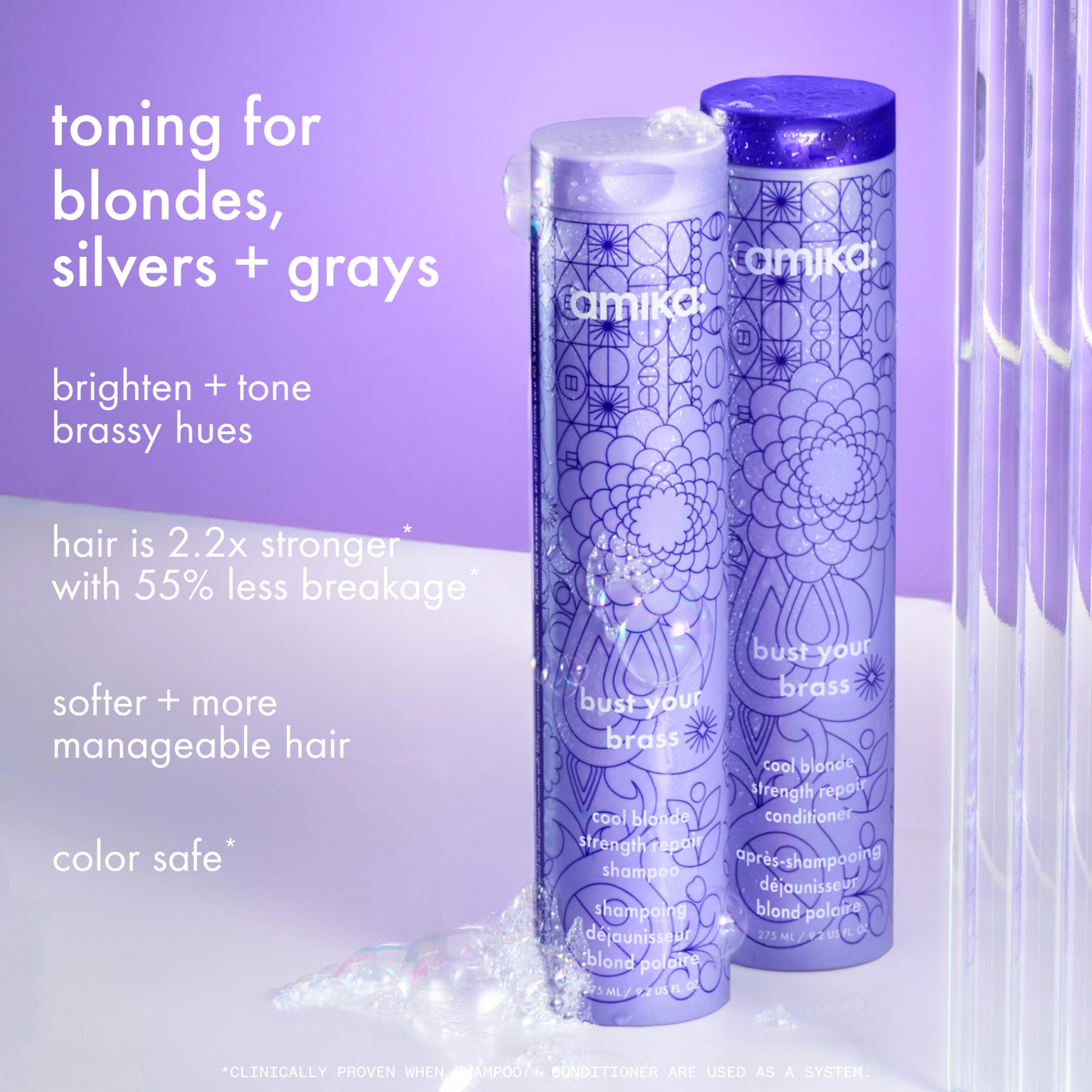 amika shampoo pour texture highlighting creamy violet formula and hydration