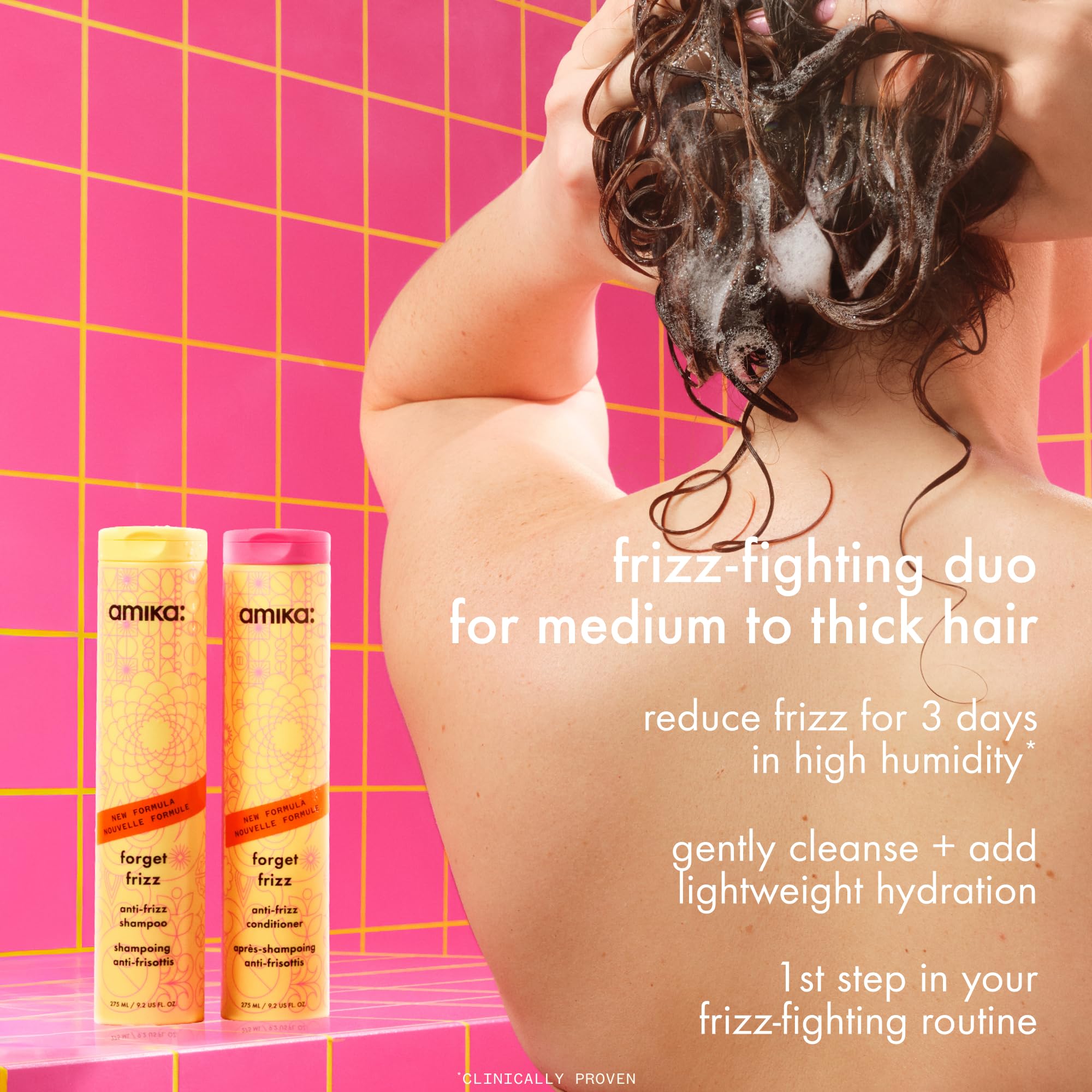 Amika shampoo texture close-up displaying creamy lather and hydrating appearance
