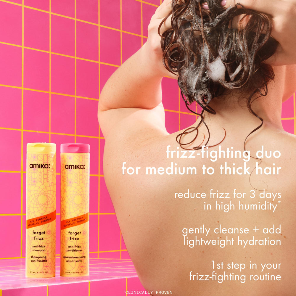 Amika shampoo texture close-up displaying creamy lather and hydrating appearance