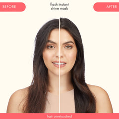 Amika hair before and after showing improved shine and smoother texture