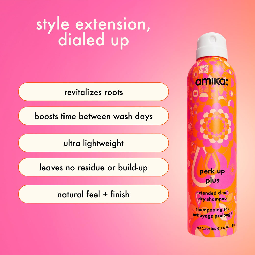 Amika Perk Up Plus nozzle detail for precise, residue-free application benefit
