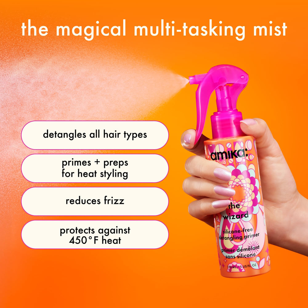 Amika products arranged in travel pouch for portability and convenience