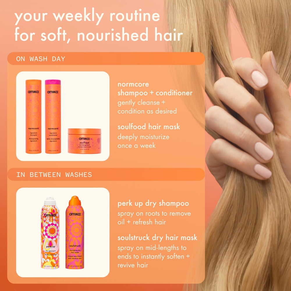 Amika Soulstruck applied to extensions showing renewed softness and manageability