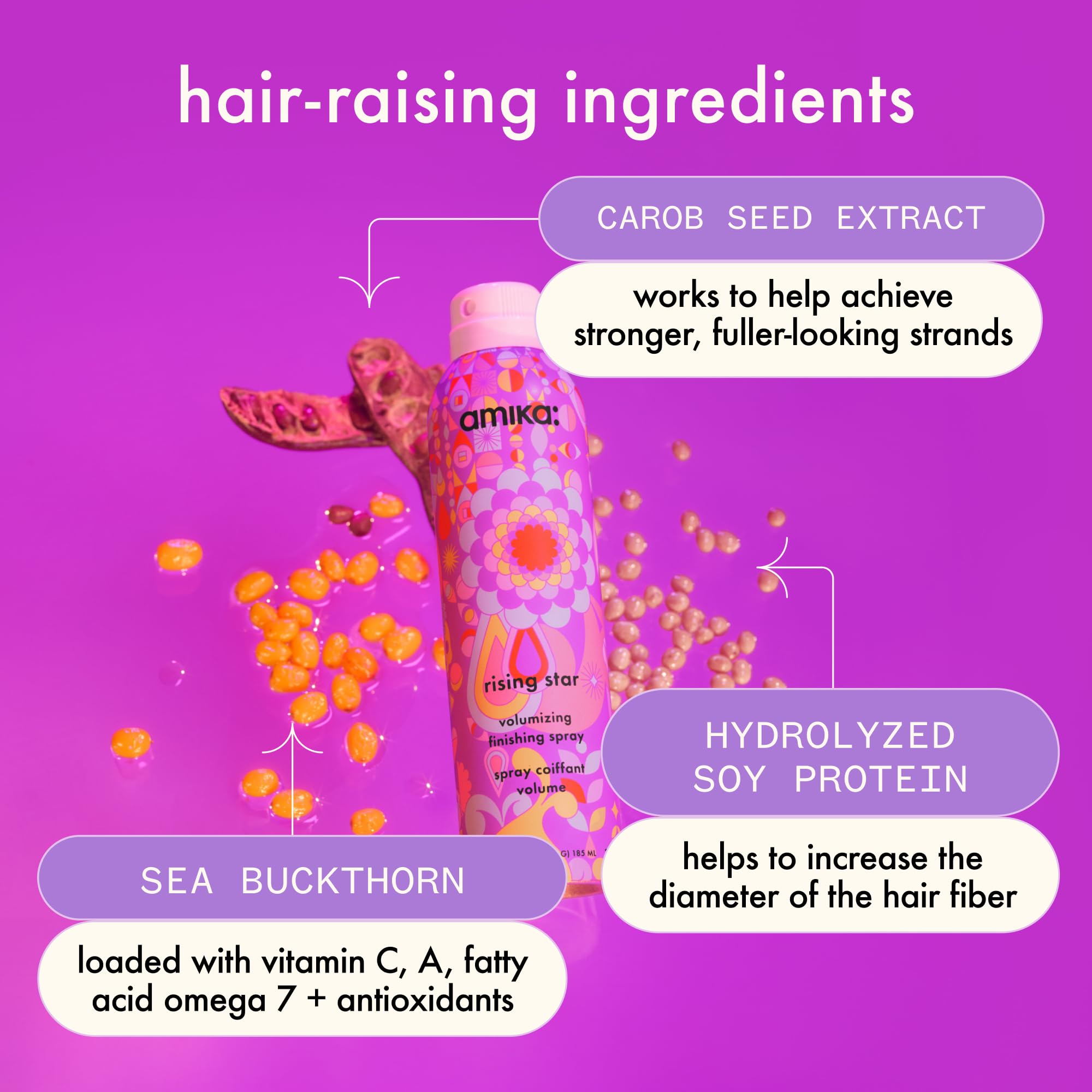 Amika styling demo with spray application creating touchable, lifted hair