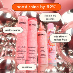 amika top gloss hair texture detail glossy strands after use, shows frizz reduction benefit