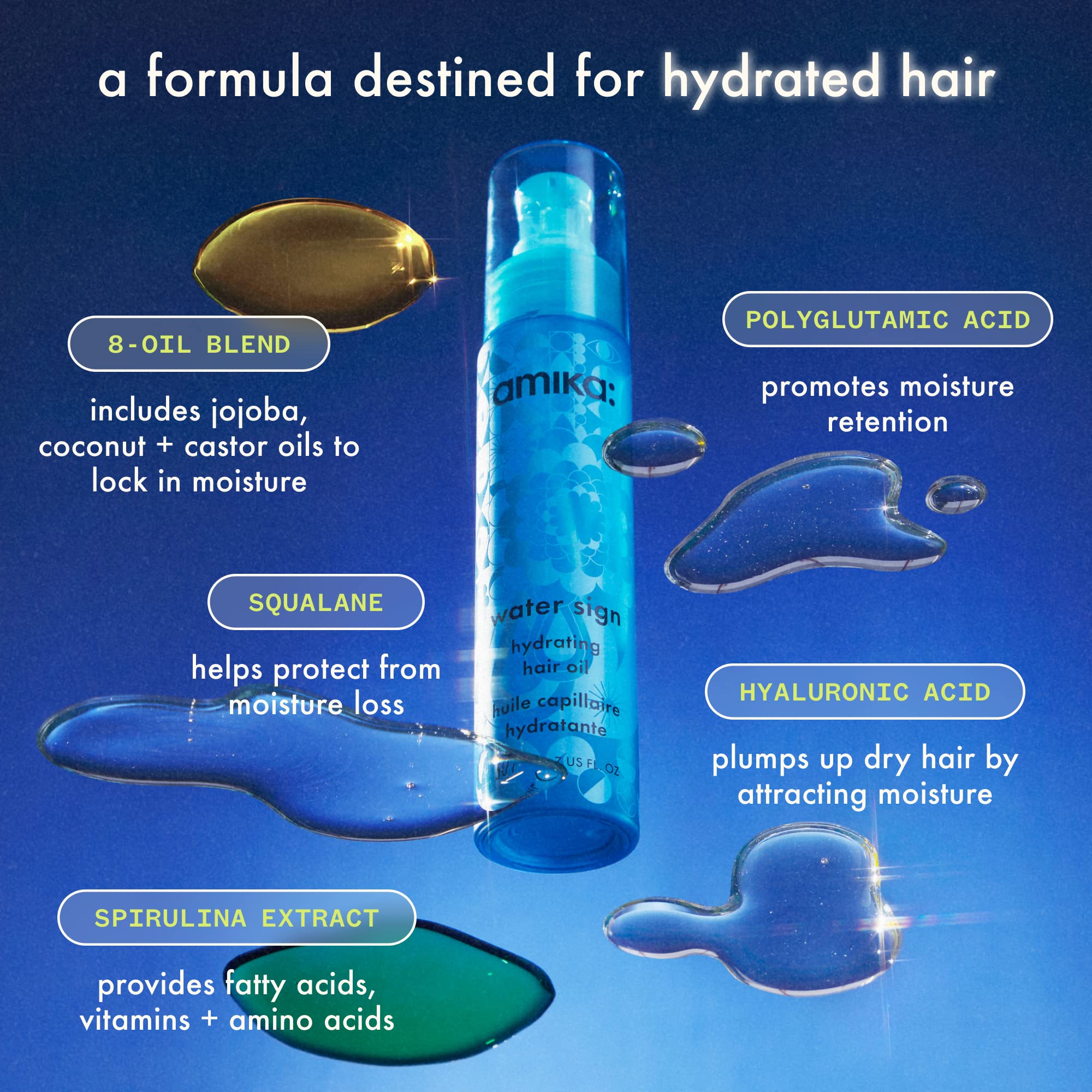 Amika before and after comparison revealing smoother, less frizzy hair