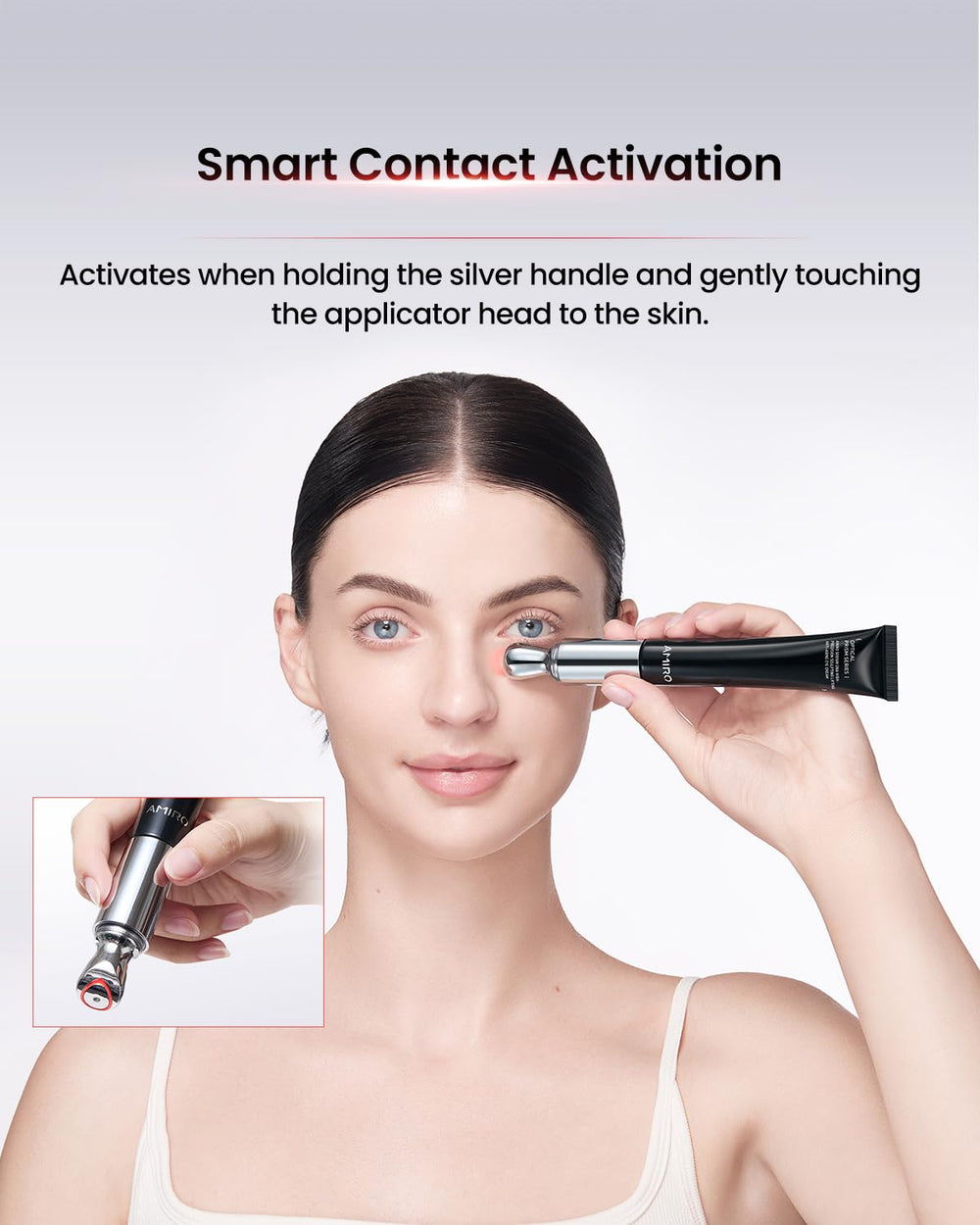 AMIRO cream texture on fingertip showing smooth hydration and easy blending