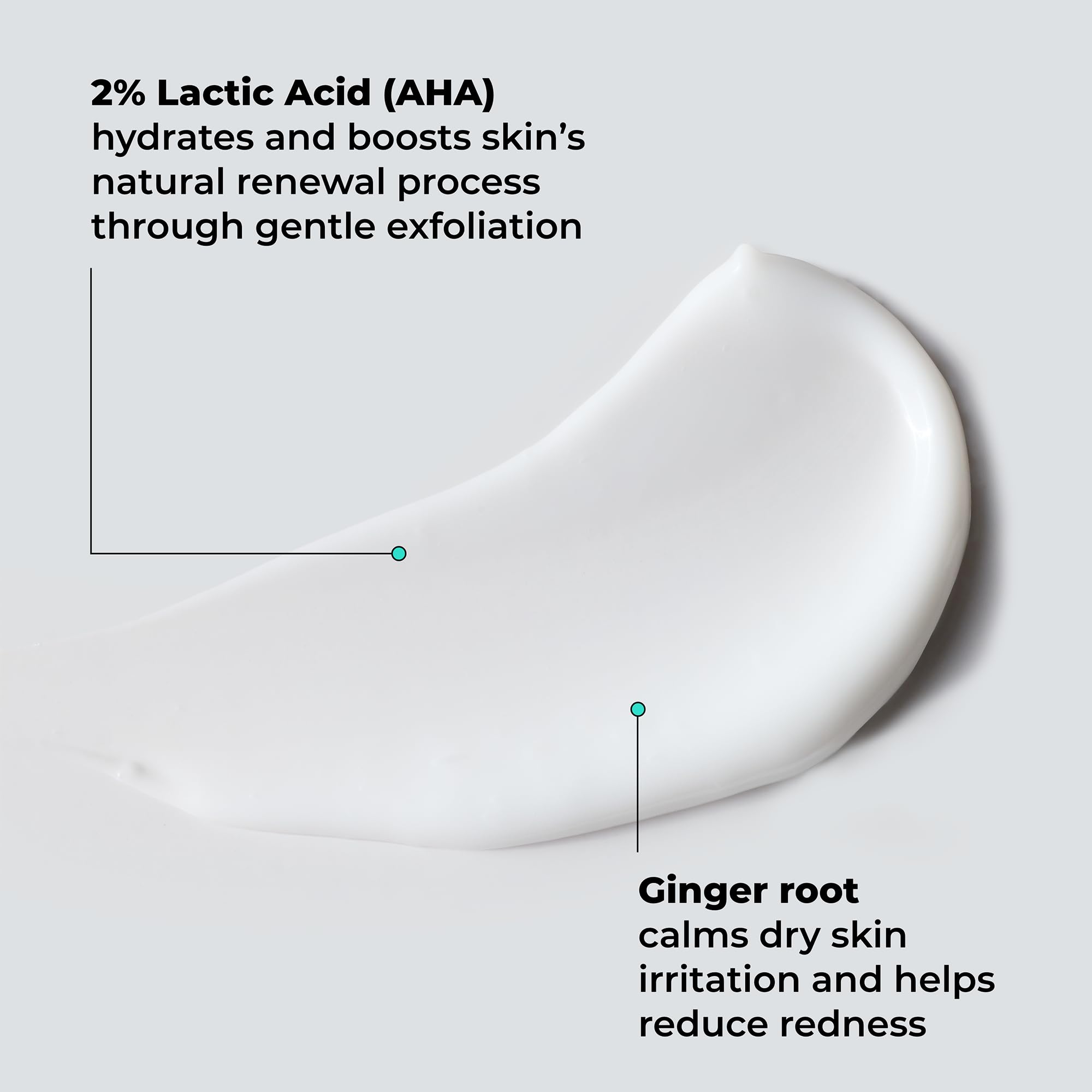 Ginger root beside Amlactin bottle illustrating calming ingredient for sensitive skin