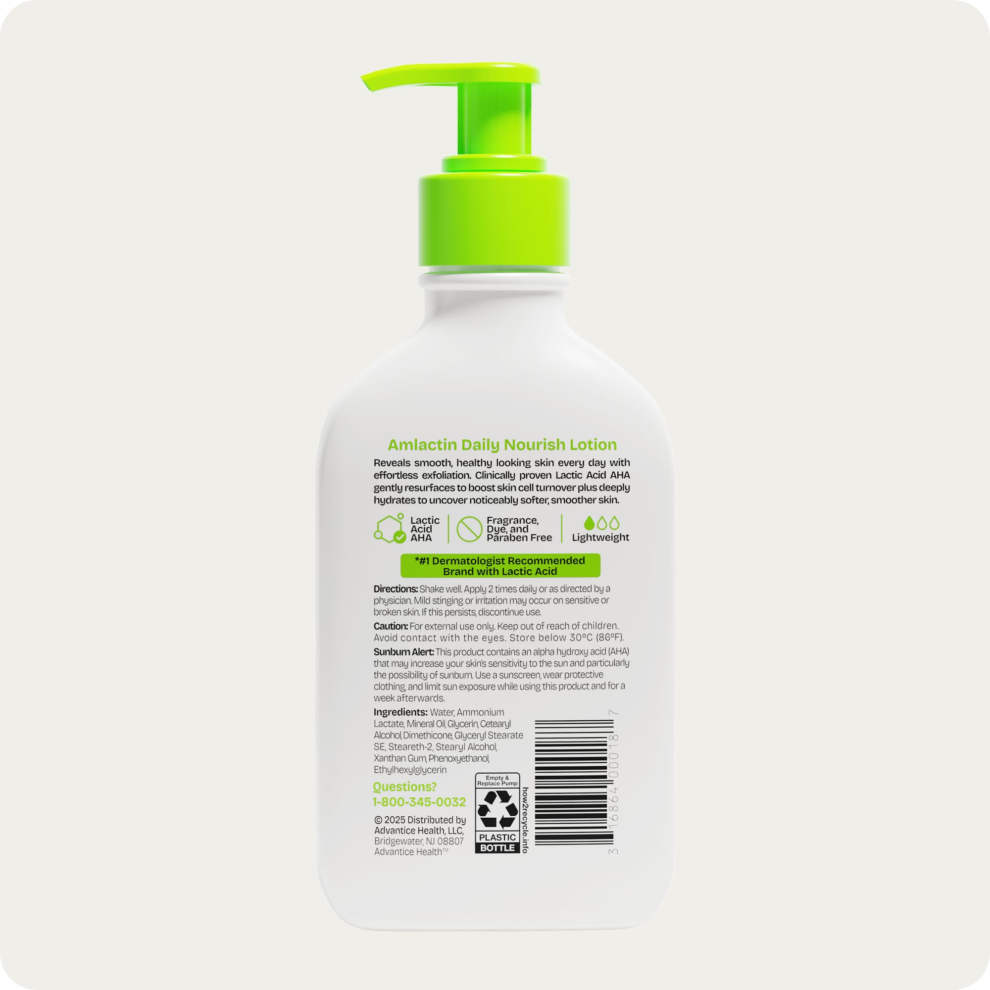 Amlactin ingredients panel close-up for transparency and formulation info