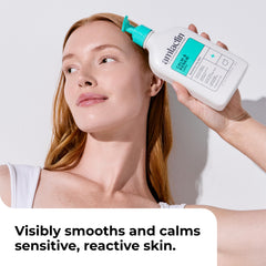 Amlactin pump dispensing lotion into hand for quick, no-mess application benefit
