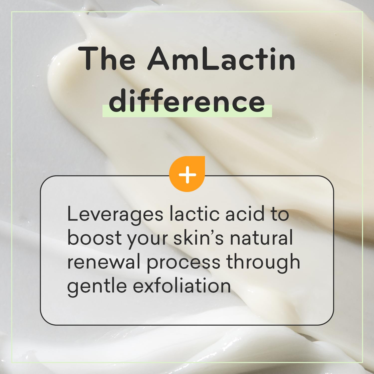 AmLactin size scale next to hand illustrates 7.9 oz bottle convenience