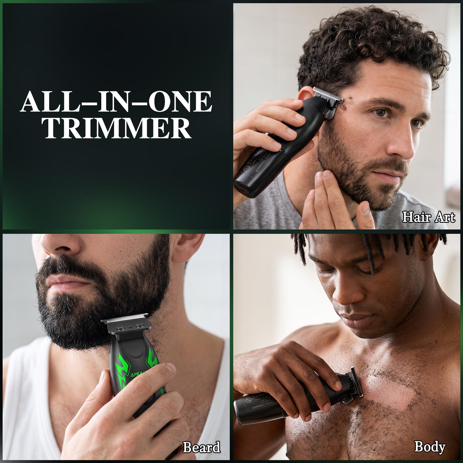 AMULISS trimmer in use on neckline for accurate edging and clean lines