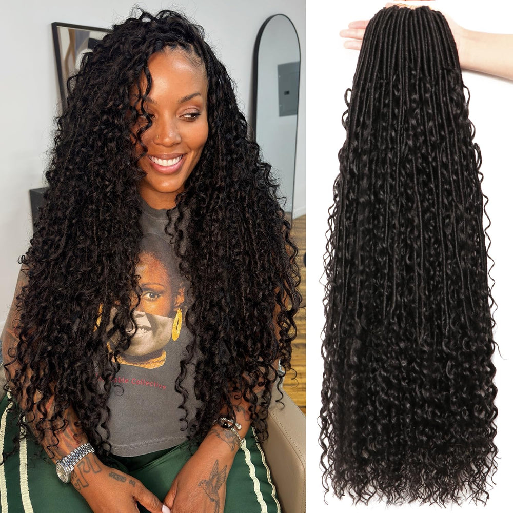 AMUMI front packaging of soft boho locs showing full 8-pack set and benefits