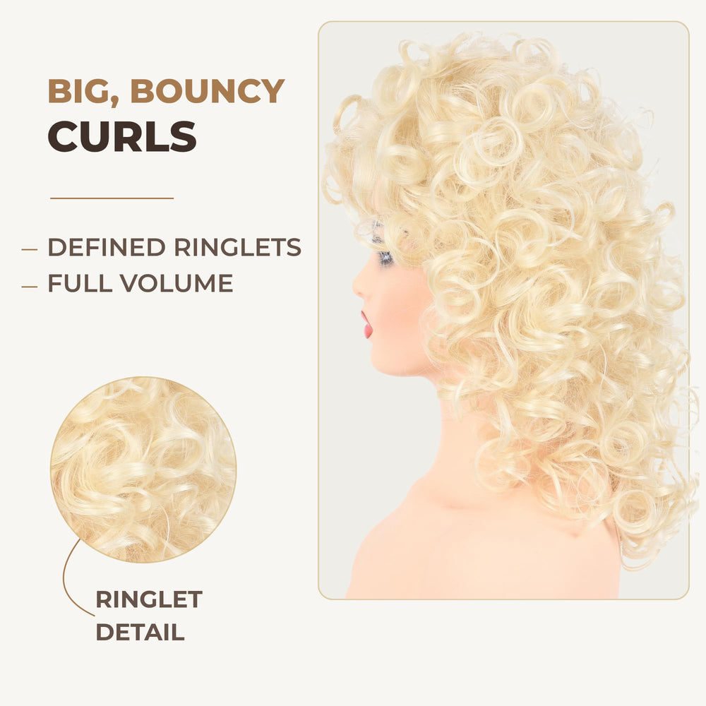 AMZCOS back view displaying dense ringlets and uniform curl pattern