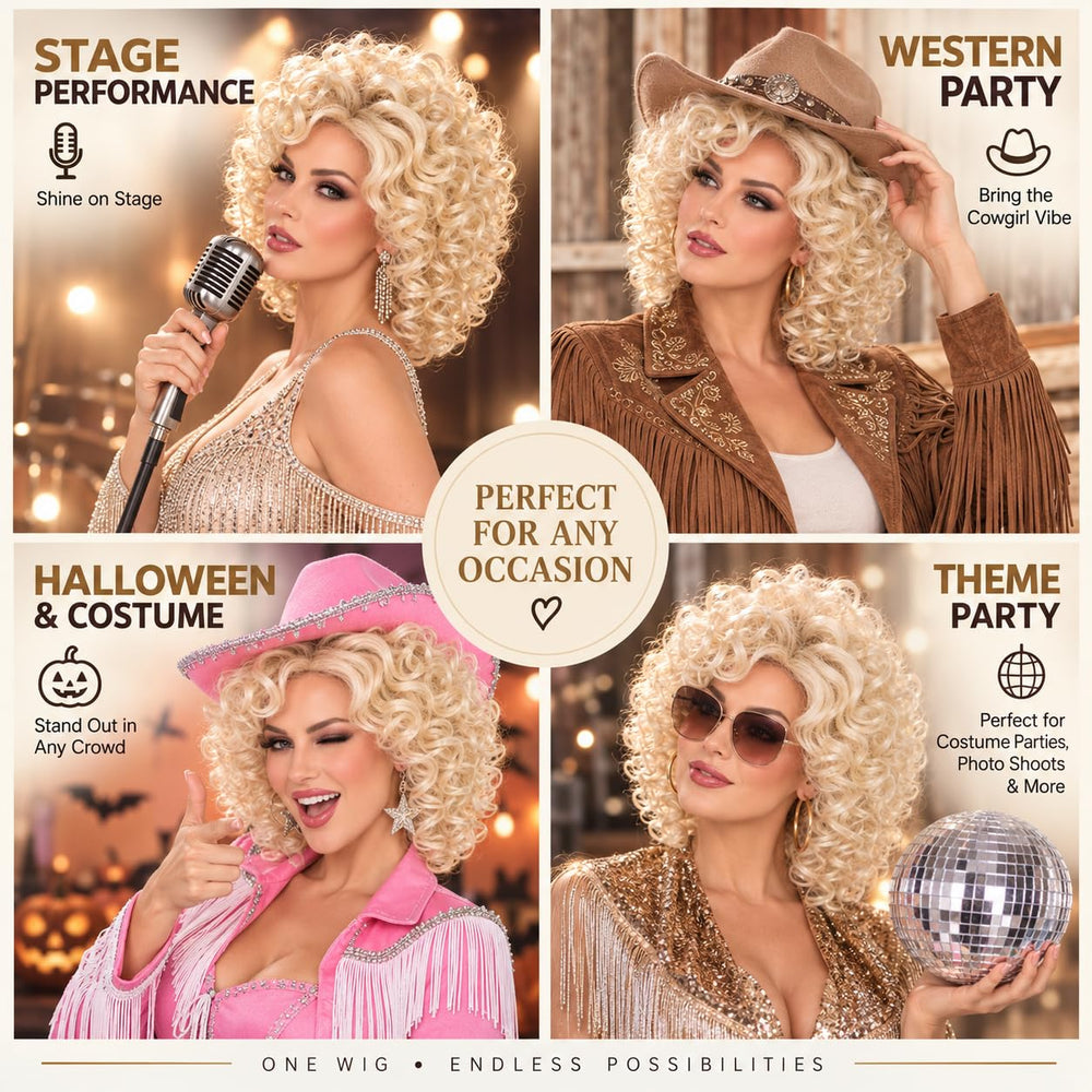 AMZCOS wig worn in Western outfit showing costume-ready impact