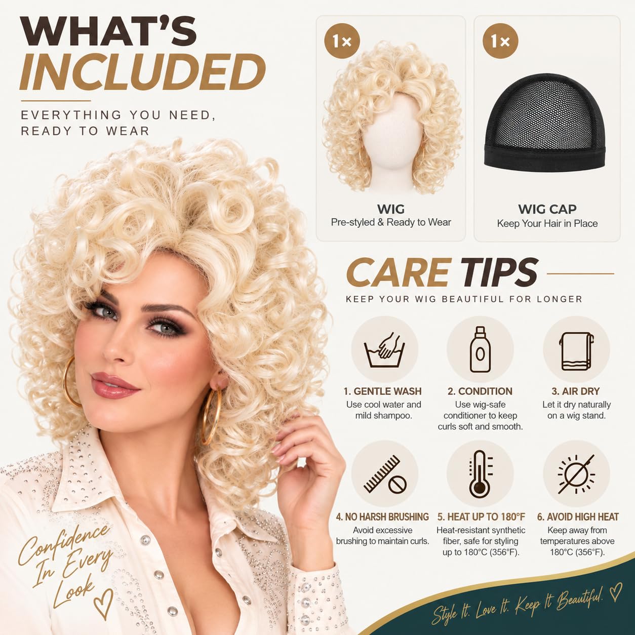 AMZCOS boxed wig with included mesh cap ready for wearing