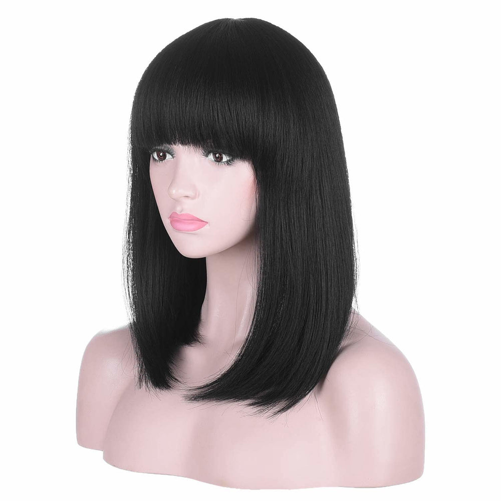 AMZCOS front view bob wig showing sleek natural look and easy styling