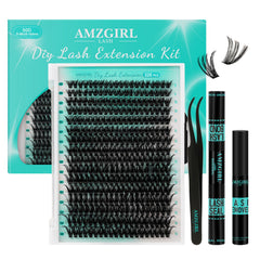 AMZGIRL front tray of 144 D-curl lash clusters showing mixed 8-16mm lengths for styling