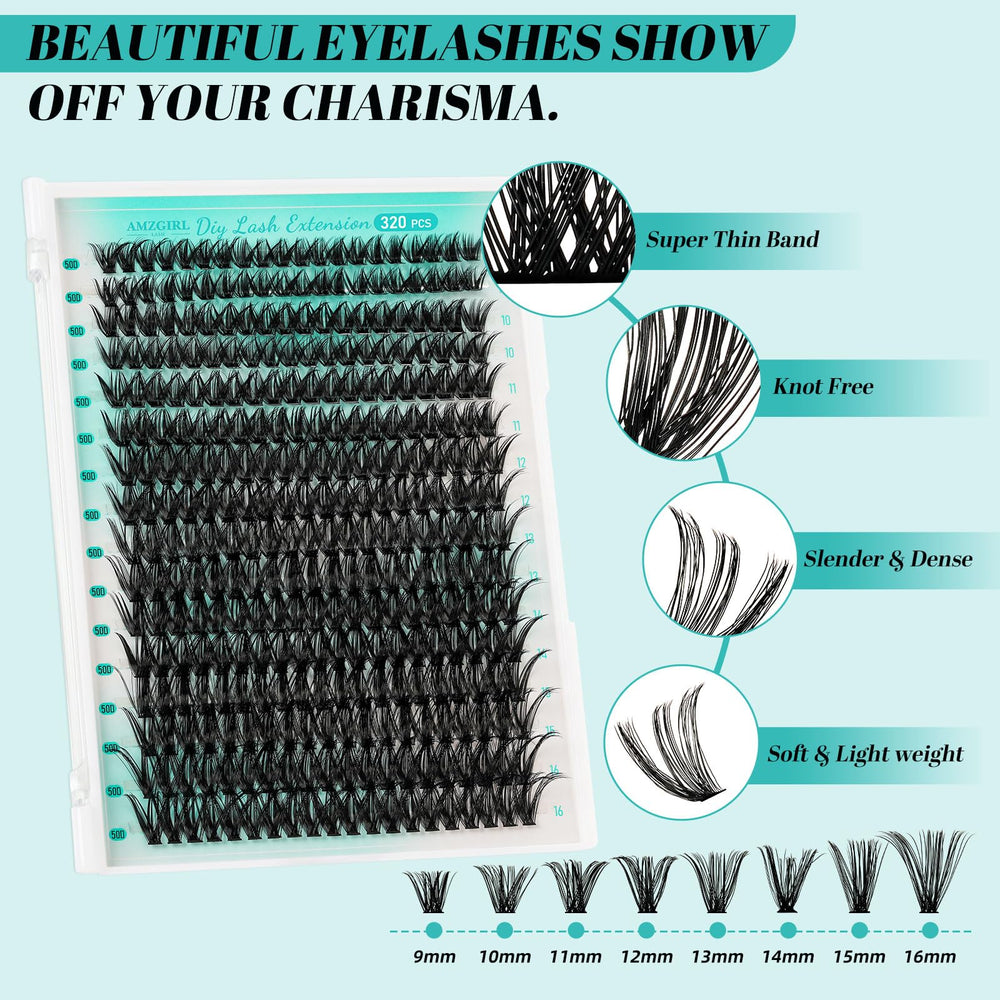 AMZGIRL cluster lashes held in hand to show scale and easy handling advantage