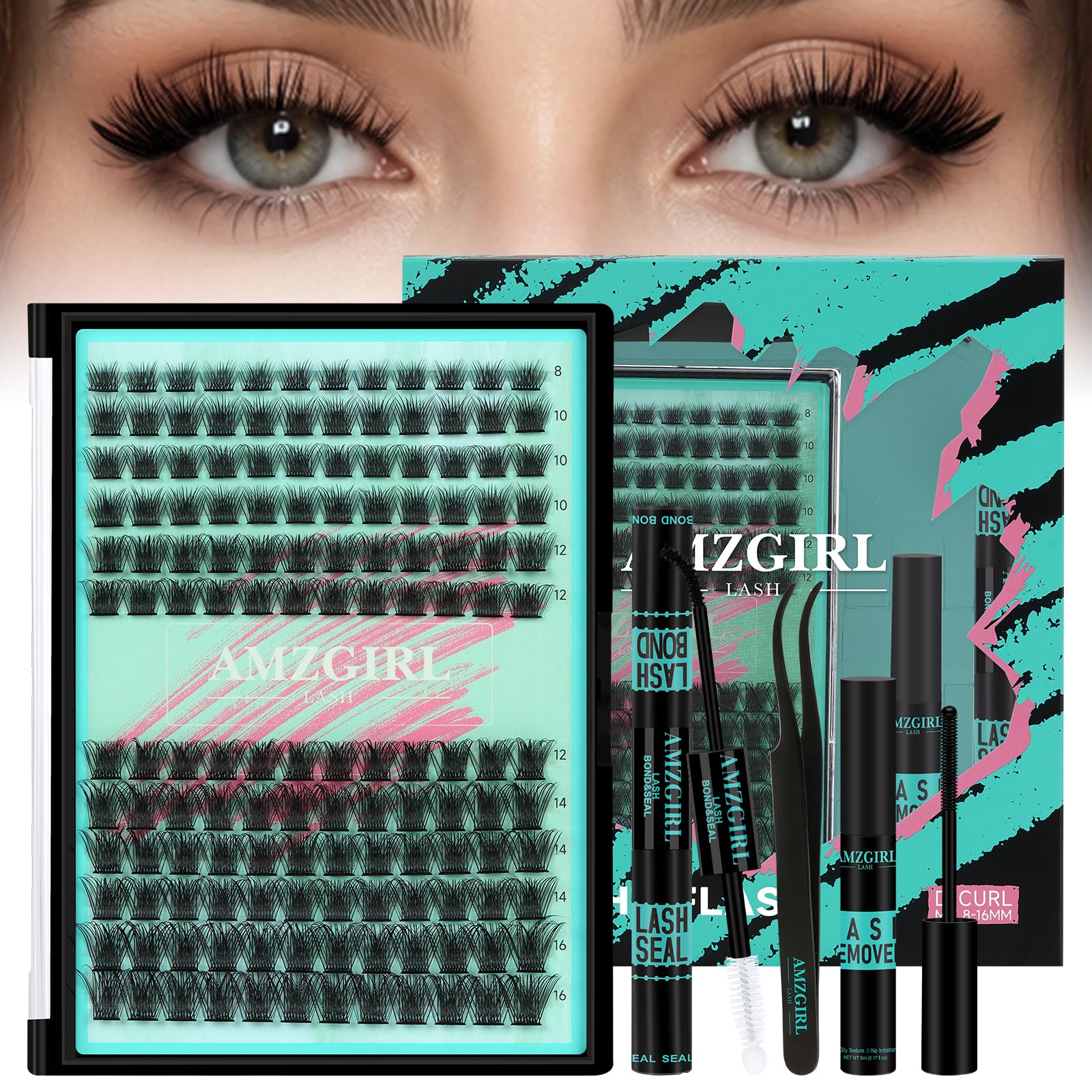 AMZGIRL front packaging showing full cluster kit for quick salon results