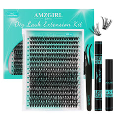 AMZGIRL kit front packaging showing complete at-home lash set and convenience