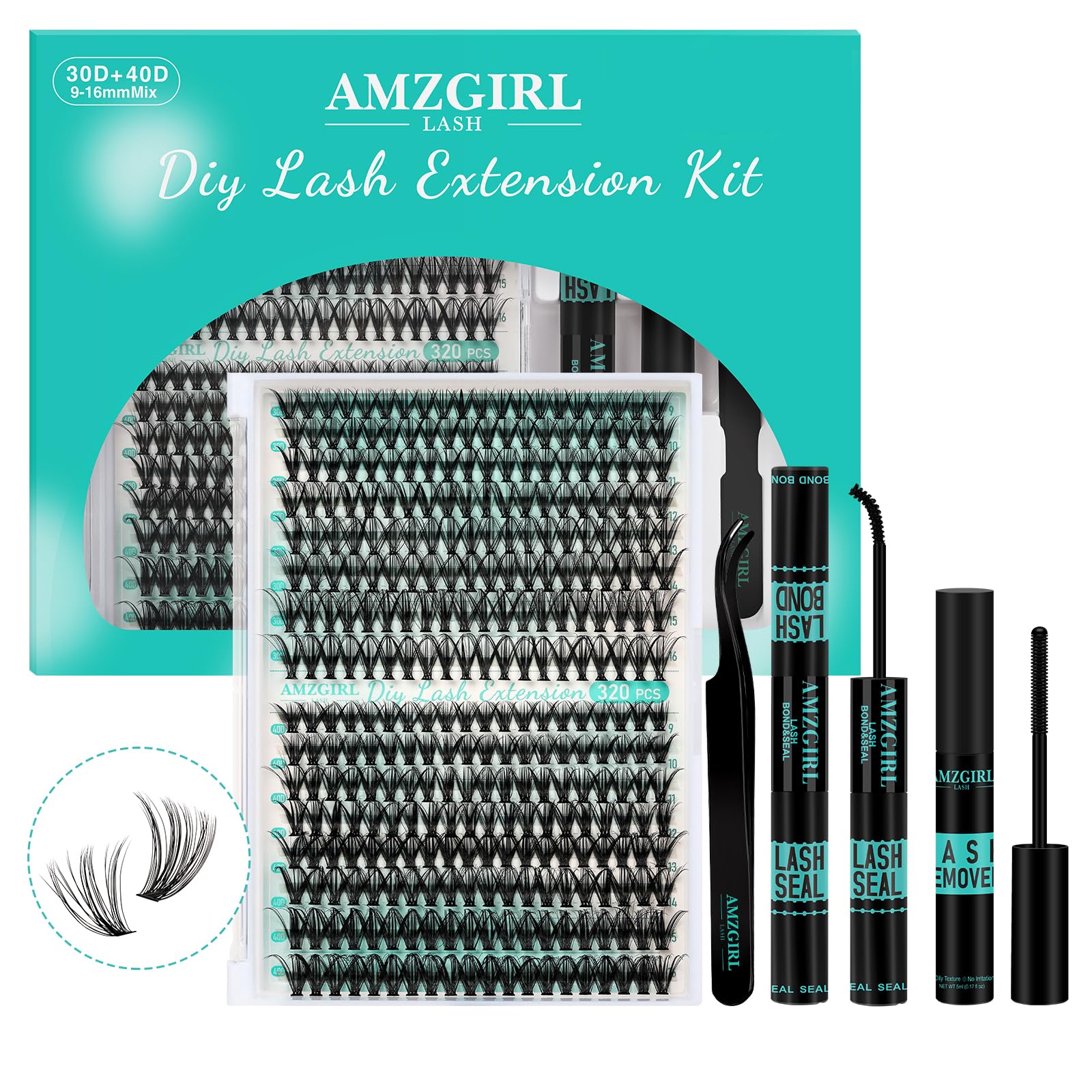 AMZGIRL LASH front packaging showing kit contents and convenience