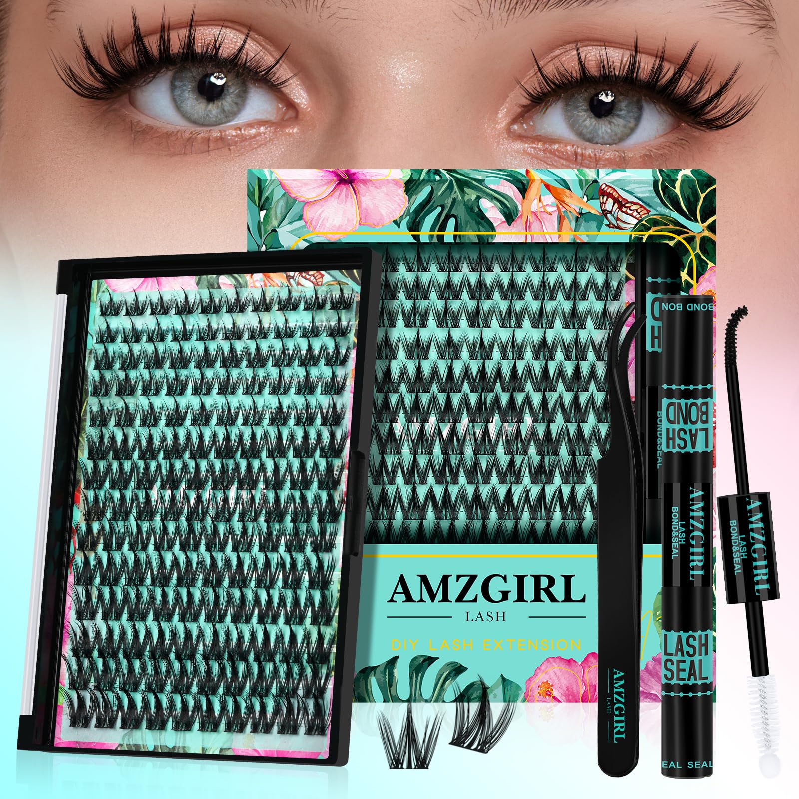 AMZGIRL LASH front packaging showing kit contents and benefits