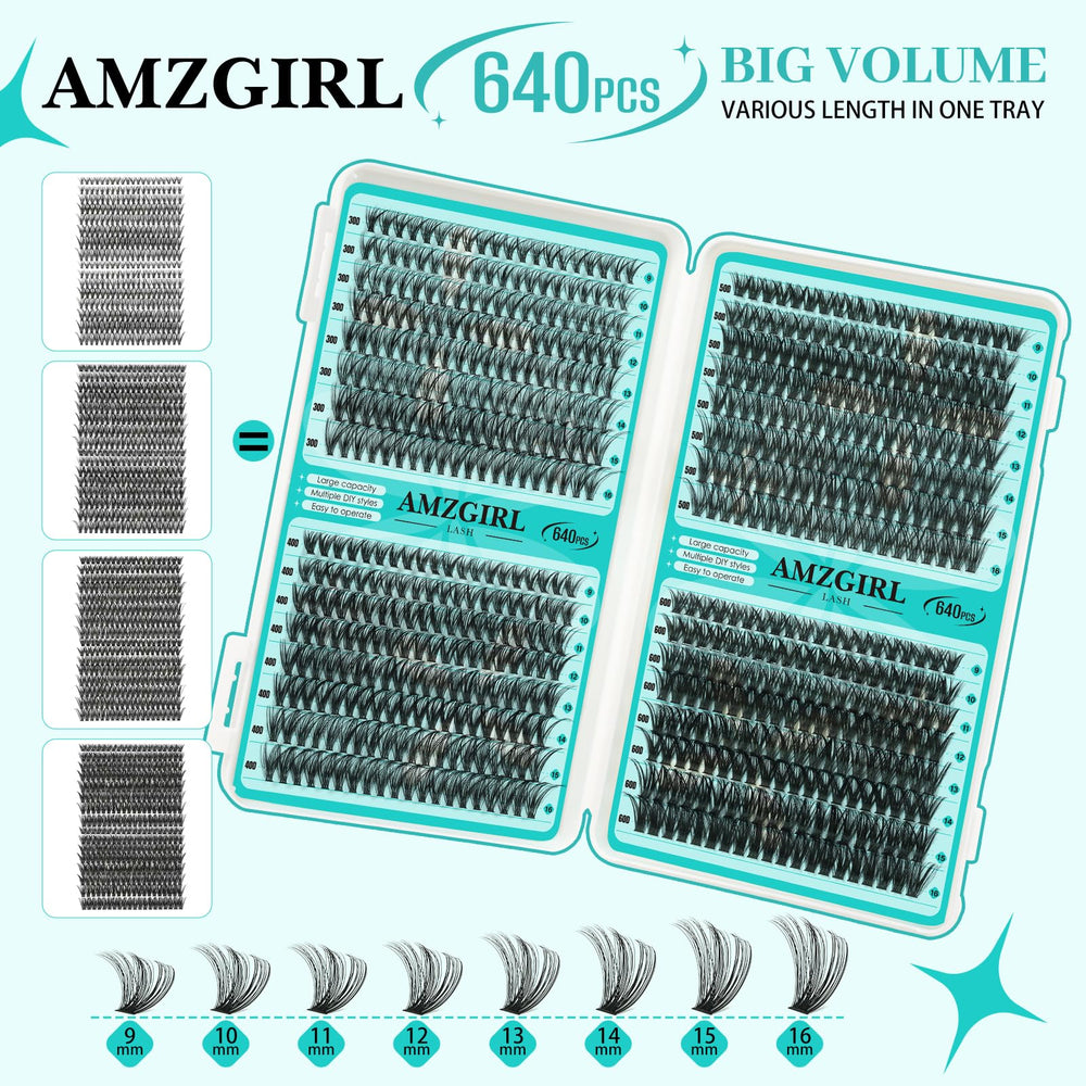 AMZGIRL length comparison chart of 9–16mm clusters for easy selection and styling guidance
