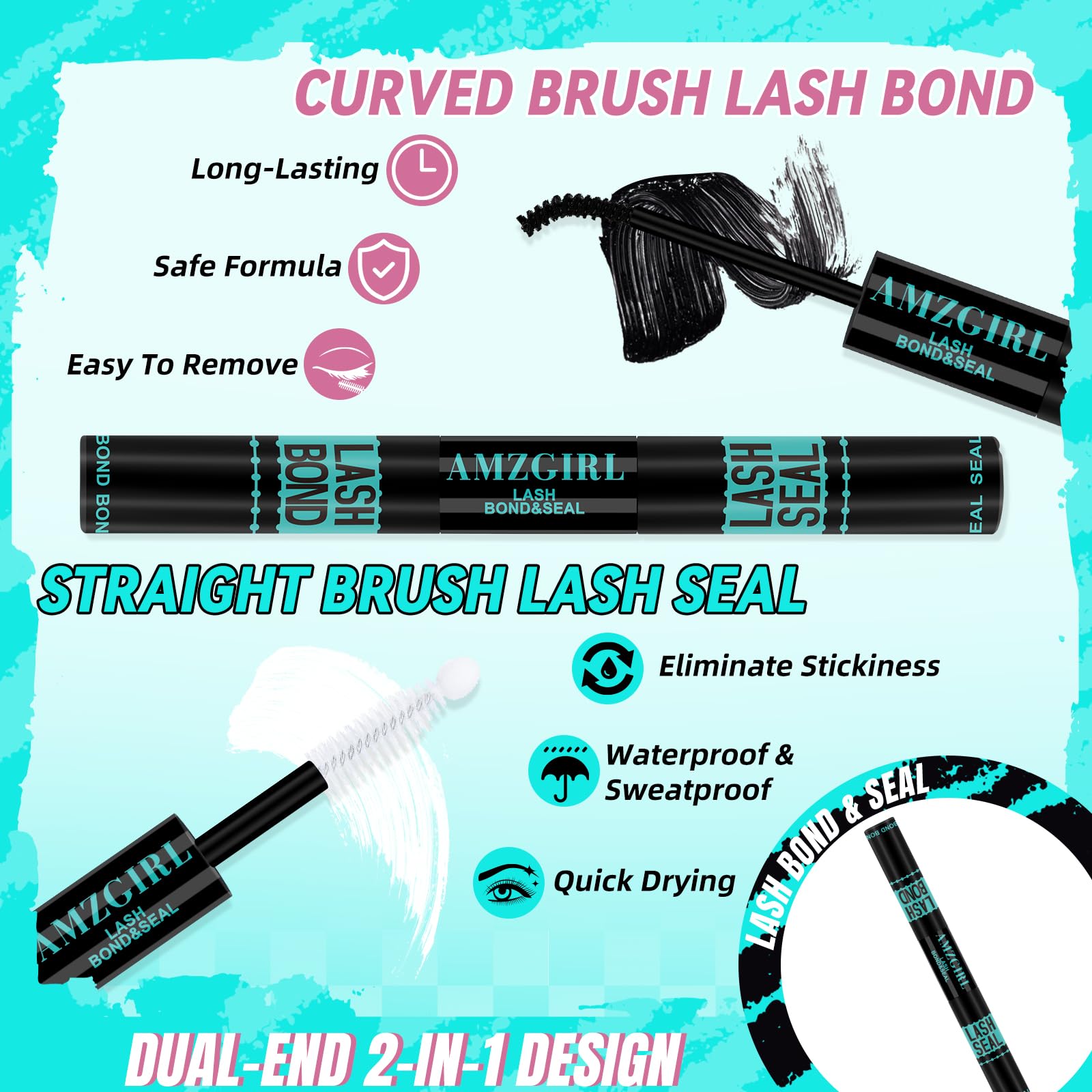 AMZGIRL spiral brush applying adhesive for neat, mess-free lashes