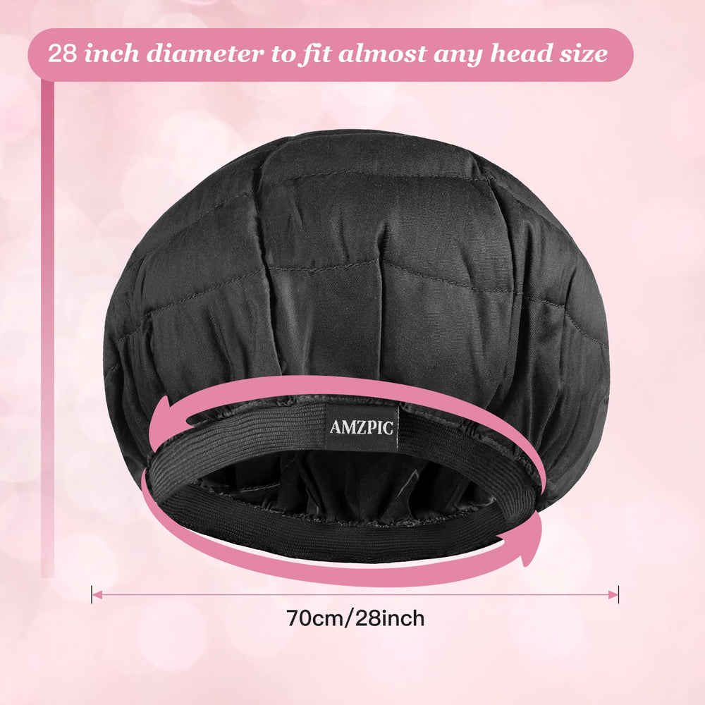 Amzpic heat cap beside hand for scale demonstrating one-size fit benefit