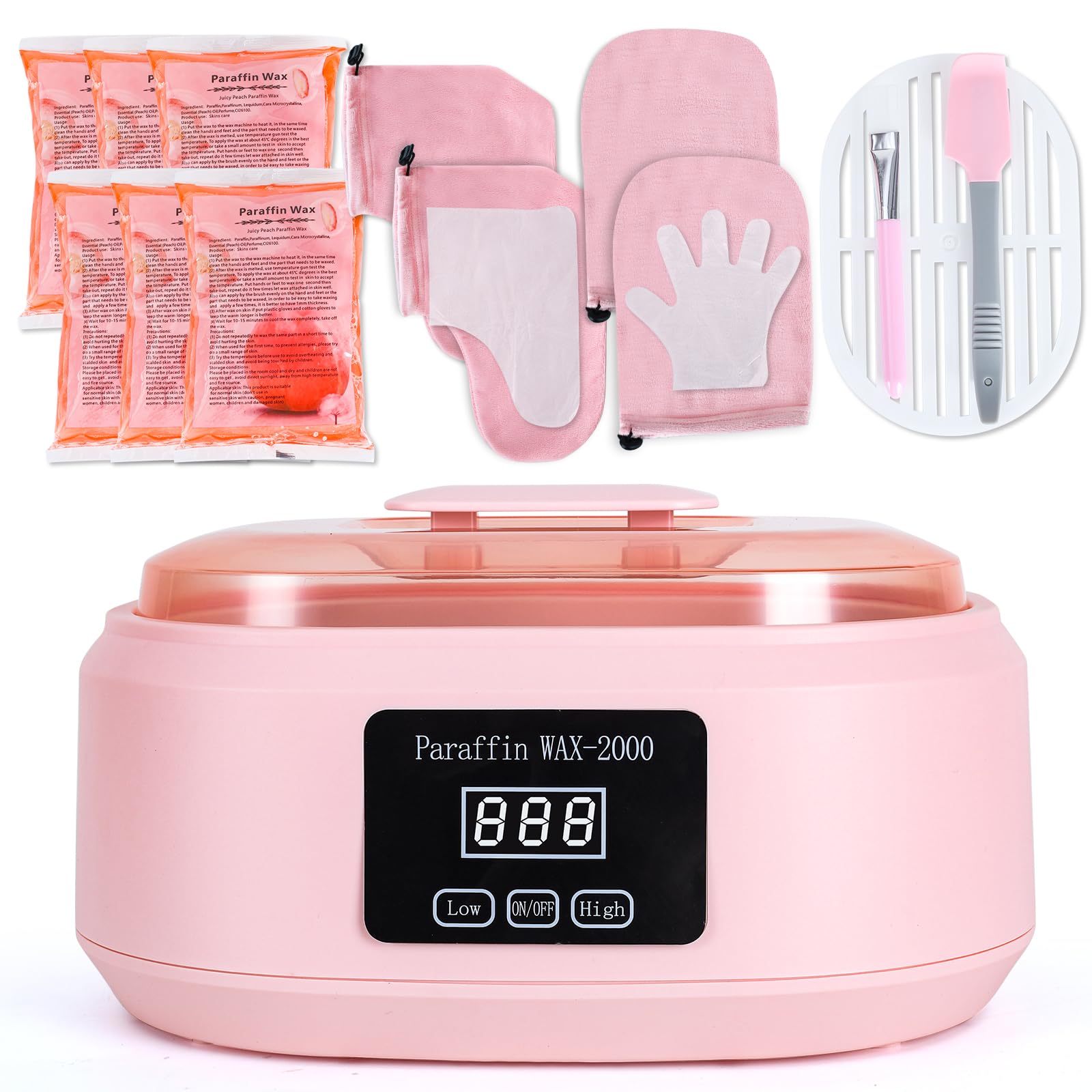 Ananelleo front view of pink paraffin machine showing capacity and durable design, easy setup benefit