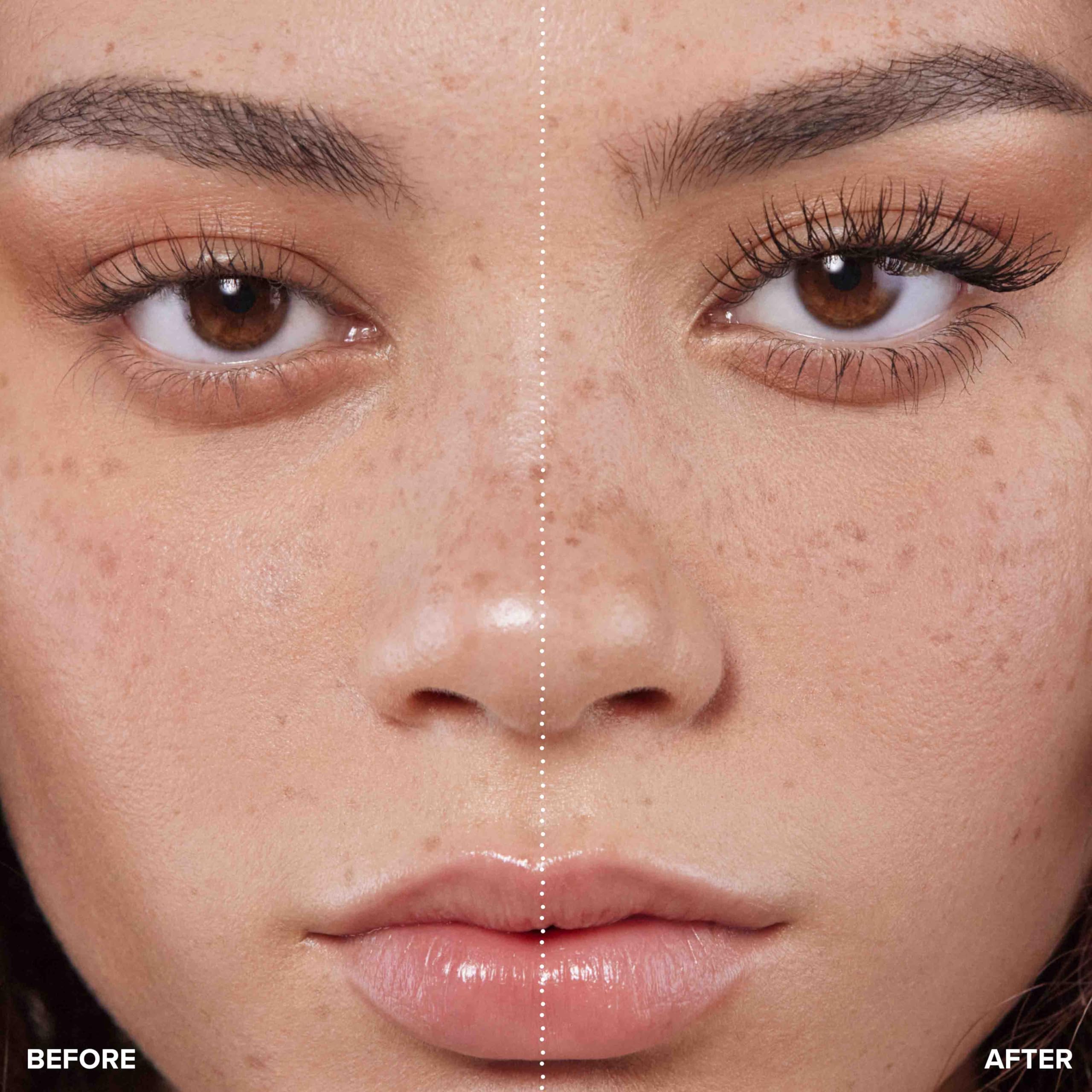 Anastasia Beverly Hills before and after lash comparison demonstrating dramatic length and lift benefit