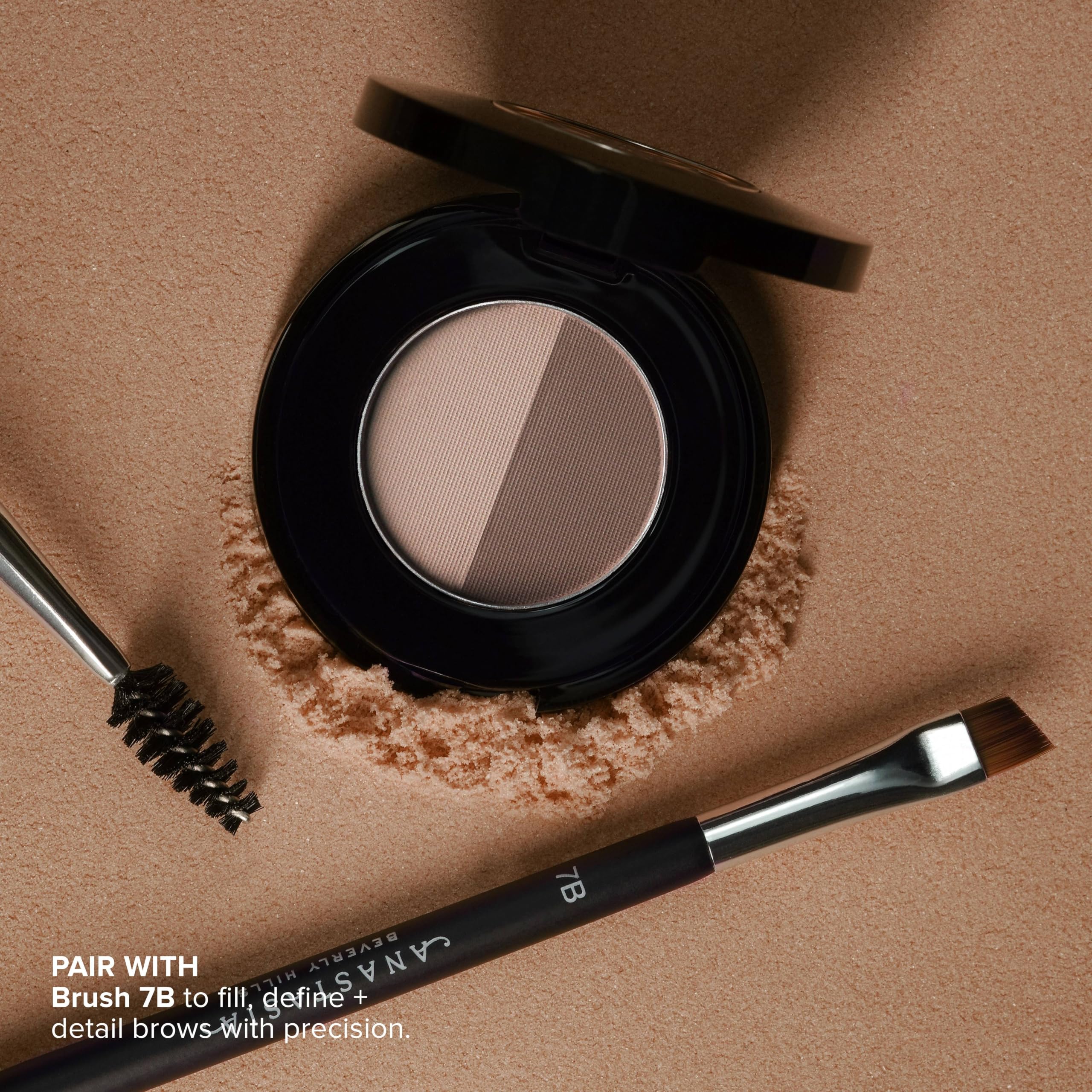 Anastasia Beverly Hills brush applying powder, precise definition and natural finish