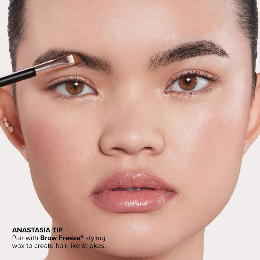 Anastasia Beverly Hills compact inside a makeup bag, convenient everyday brow tool