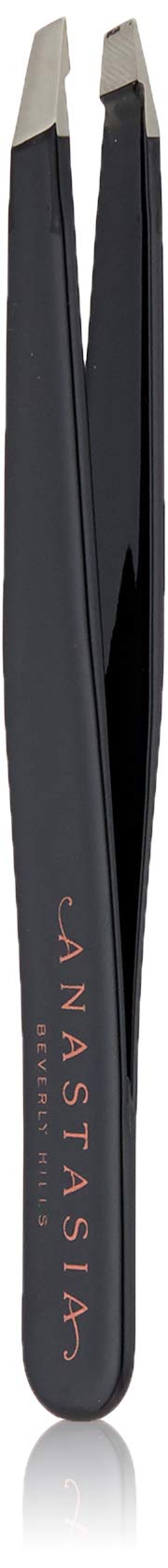 Anastasia Beverly Hills tweezers front view showing slim stainless steel body for precise control