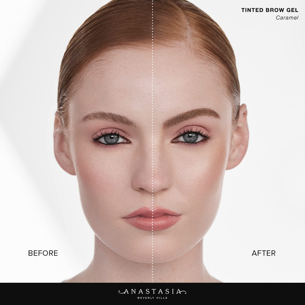 Anastasia Beverly Hills applying gel to brows, demonstrating flexible hold and shaping benefit